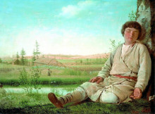 Репродукция картины "sleeping herd-boy" художника "венецианов алексей"