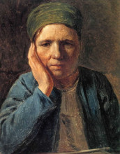 Репродукция картины "a peasant woman, resting on her hand" художника "венецианов алексей"