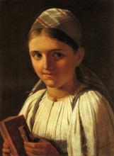 Копия картины "girl with accordion" художника "венецианов алексей"