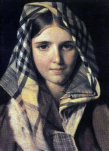Репродукция картины "checkered shawl" художника "венецианов алексей"