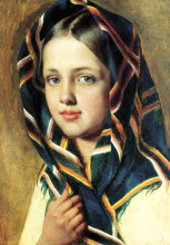 Копия картины "girl in a kerchief" художника "венецианов алексей"