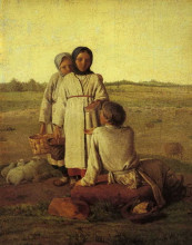 Репродукция картины "peasant children in the field" художника "венецианов алексей"