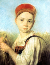 Картина "peasant girl with a sickle in the rye" художника "венецианов алексей"