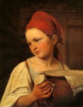 Копия картины "peasant woman with milk" художника "венецианов алексей"