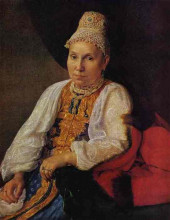 Репродукция картины "portrait of the merchant&#39;s wife obraztsova" художника "венецианов алексей"