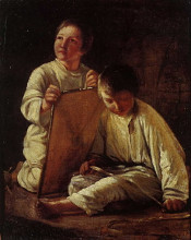 Копия картины "two peasant boy with a kite" художника "венецианов алексей"