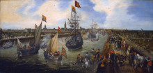 Репродукция картины "the port of middelburg" художника "венне адриан ван де"
