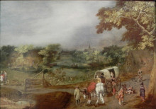 Картина "a summer village landscape with horse" художника "венне адриан ван де"
