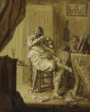 Репродукция картины "a cavalier at his dressing table" художника "венне адриан ван де"