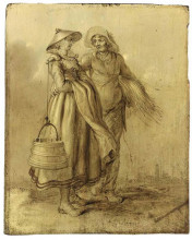 Копия картины "an amorous peasant couple conversing" художника "венне адриан ван де"