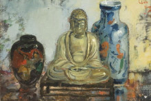 Репродукция картины "buddha with two vases" художника "веннинг питер"