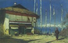 Репродукция картины "buddhist temple in darjeeling. sikkim" художника "верещагин василий"