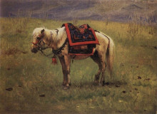 Копия картины "himalayan ponies" художника "верещагин василий"