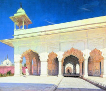 Репродукция картины "throne hall of the great mughal shah jahan and aurang-zeb in delhi fort" художника "верещагин василий"