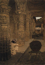 Репродукция картины "the colonnade in the jain temple at mount abu in the evening" художника "верещагин василий"