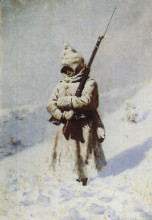 Репродукция картины "soldiers in the snow" художника "верещагин василий"