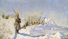 Копия картины "snowy trenches (russian position on the shipka pass)" художника "верещагин василий"