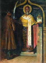 Копия картины "the icon of st. nicholas with headwater pinega" художника "верещагин василий"