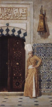 Репродукция картины "eunuch at the door of the harem" художника "верещагин василий"