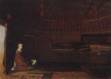 Репродукция картины "the interior of the yurt of rich kirghiz" художника "верещагин василий"