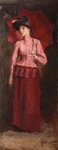 Картина "woman with red umbrella" художника "вермонт николае"