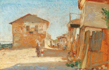 Репродукция картины "fisherman village in brittany" художника "вермонт николае"