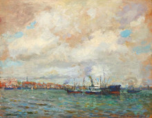 Копия картины "rotterdam port" художника "вермонт николае"