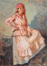 Картина "gipsy woman with red scarf" художника "вермонт николае"