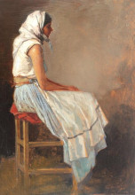 Копия картины "peasant woman with white headscarf" художника "вермонт николае"