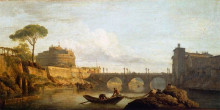 Репродукция картины "the bridge and the castel sant&#39;angelo in rome" художника "верне клод жозеф"