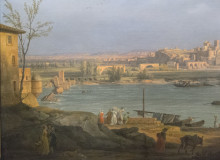 Картина "detail showing the ruins of the pont saint-b&#233;nezet from a painting of avignon by claude-joseph vernet. the view is from the right bank of the rhone near the tour philippe-le-bel" художника "верне клод жозеф"