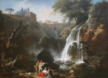 Репродукция картины "the cascades of tivoli, oil on canvas painting by claude-joseph vernet, c. 1760, dayton art institute" художника "верне клод жозеф"