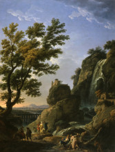 Картина "landscape with waterfall and figures" художника "верне клод жозеф"
