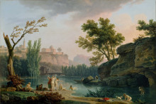 Картина "summer evening, landscape in italy" художника "верне клод жозеф"