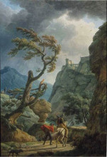 Репродукция картины "vsoldiers in a mountain gorge, with a storm" художника "верне клод жозеф"