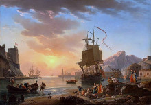 Репродукция картины "marine, soleil couchant" художника "верне клод жозеф"