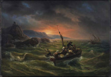 Репродукция картины "pirates fighting at sunrise" художника "верне орас"