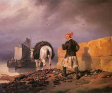 Репродукция картины "a fisherman setting out" художника "верне орас"