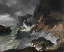 Картина "stormy coast scene after a shipwreck" художника "верне орас"
