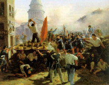 Репродукция картины "street fighting on rue soufflot, paris, june 25, 1848" художника "верне орас"