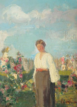 Картина "in the garden with flowers" художника "верона артур"