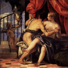 Репродукция картины "venus and mars with cupid and a horse" художника "веронезе паоло"
