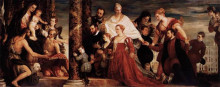 Репродукция картины "the adoration of the virgin by the coccina family" художника "веронезе паоло"