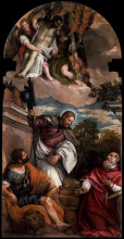 Копия картины "sts mark, james and jerome with the dead christ borne by angels" художника "веронезе паоло"