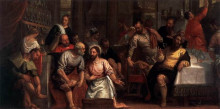 Репродукция картины "christ washing the feet of the disciples" художника "веронезе паоло"