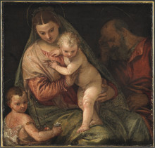 Репродукция картины "the holy family with the infant st. john the baptist" художника "веронезе паоло"
