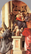 Картина "madonna enthroned with saints" художника "веронезе паоло"