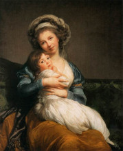 Картина "self portrait with her daughter, julie" художника "виже-лебрен элизабет луиза"