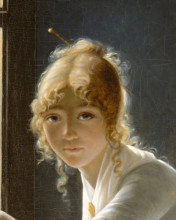 Репродукция картины "young woman drawing (detail)" художника "вильер мари-дениз"