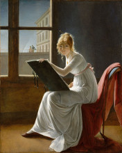 Копия картины "young woman drawing" художника "вильер мари-дениз"